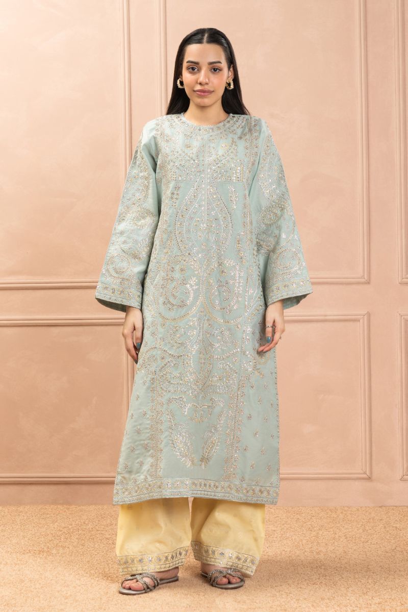 2 PIECE EMBROIDERED TWO TONE SUIT (LUXURY PRET)