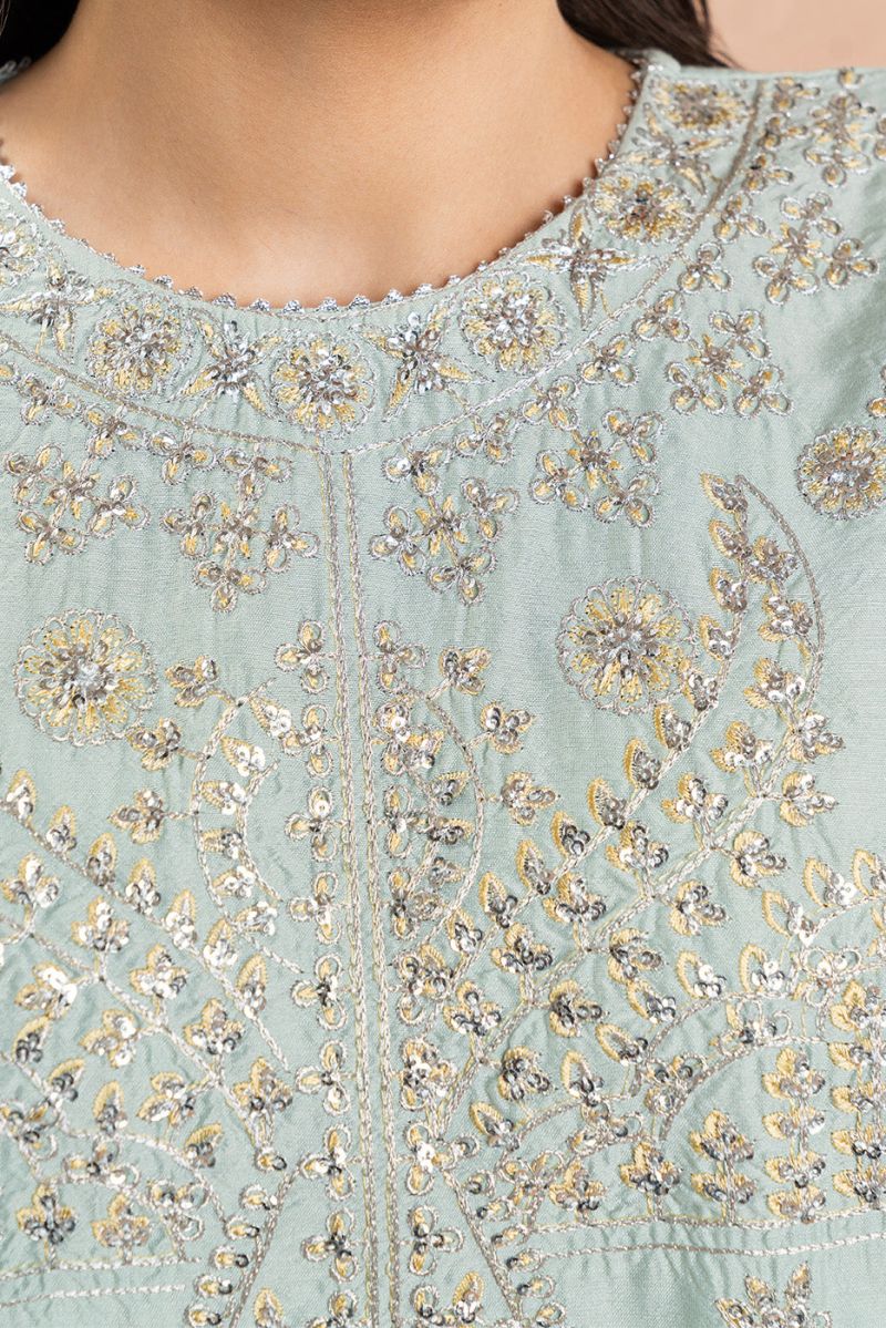 2 PIECE EMBROIDERED TWO TONE SUIT (LUXURY PRET)