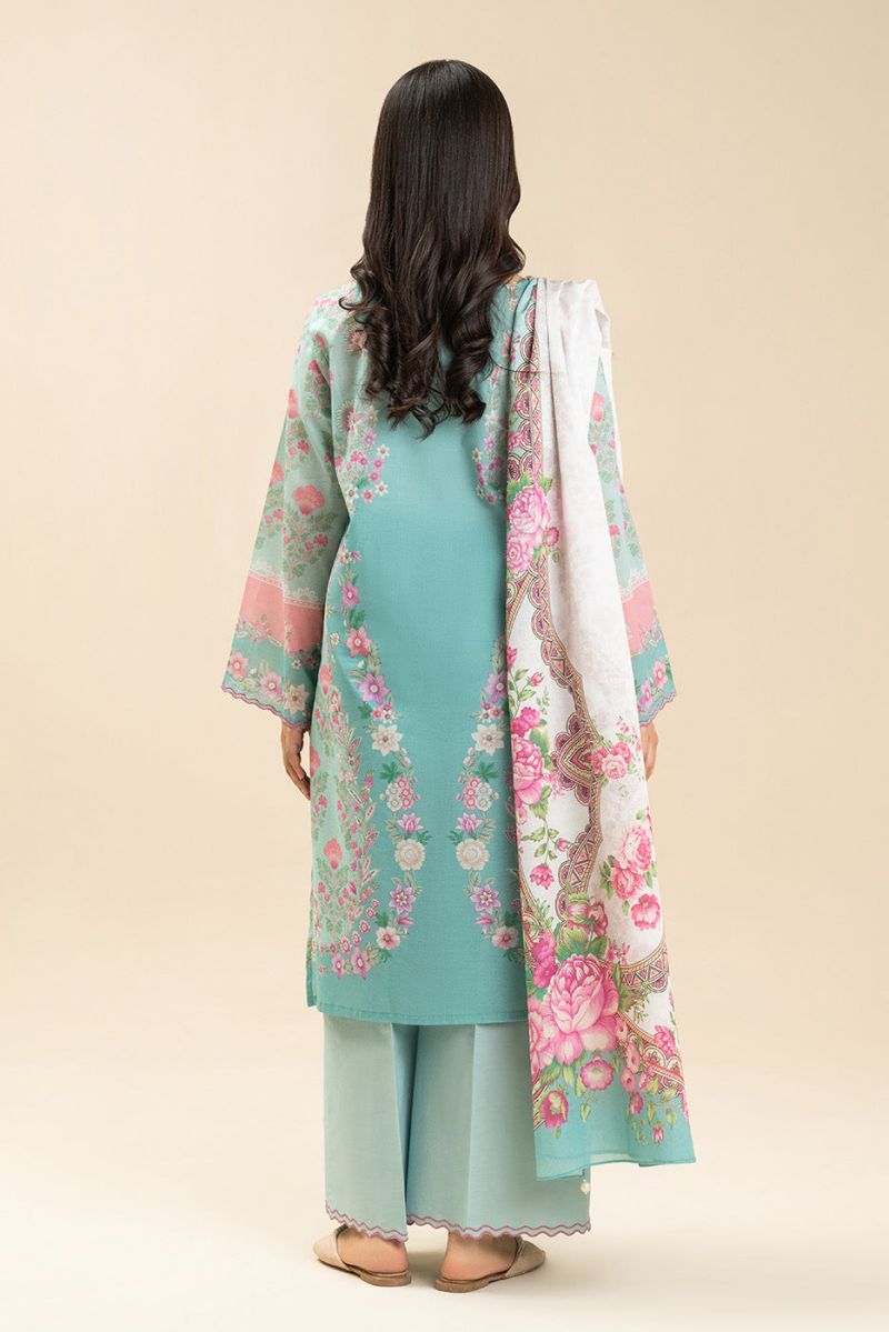 3 PIECE PRINTED LAWN SUIT-FLORA BREEZE (UNSTITCHED)
