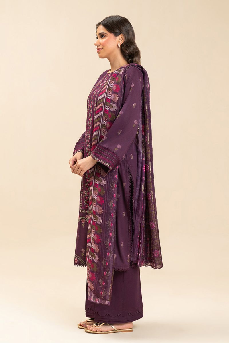3 PIECE EMBROIDERED LAWN SUIT-AMETHYST BLOOM (UNSTITCHED) - alternate view