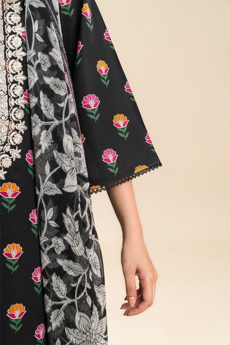 3 PIECE EMBROIDERED LAWN SUIT-EBONY FLORA (UNSTITCHED)