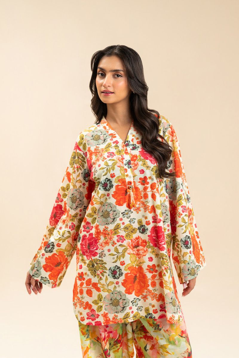 2 PIECE PRINTED LUREX LAWN SUIT (PRET)