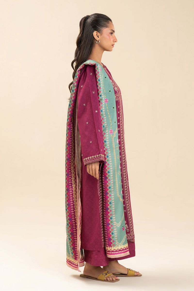 3 PIECE EMBROIDERED SELF JACQUARD SUIT (PRET)