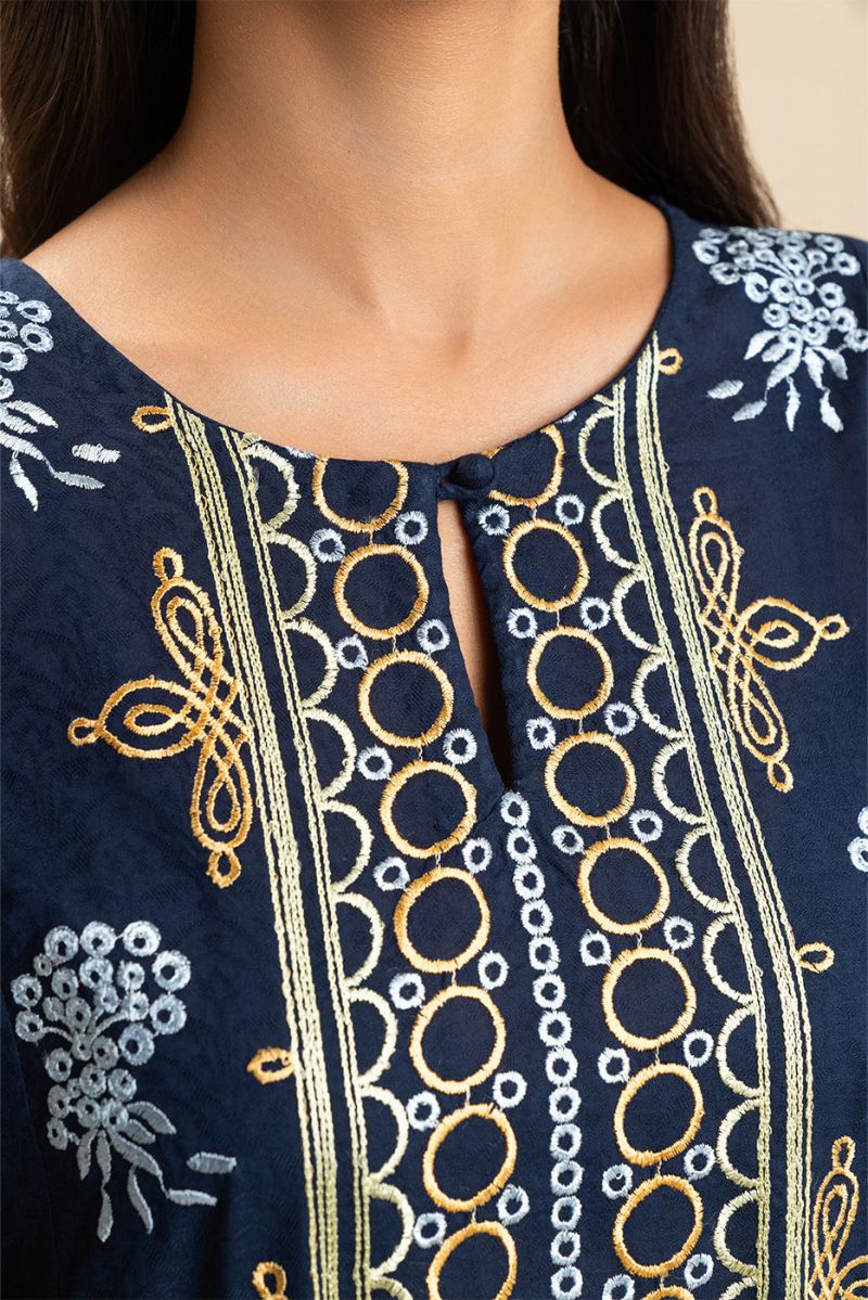 EMBROIDERED SELF JACQUARD SHIRT (PRET)