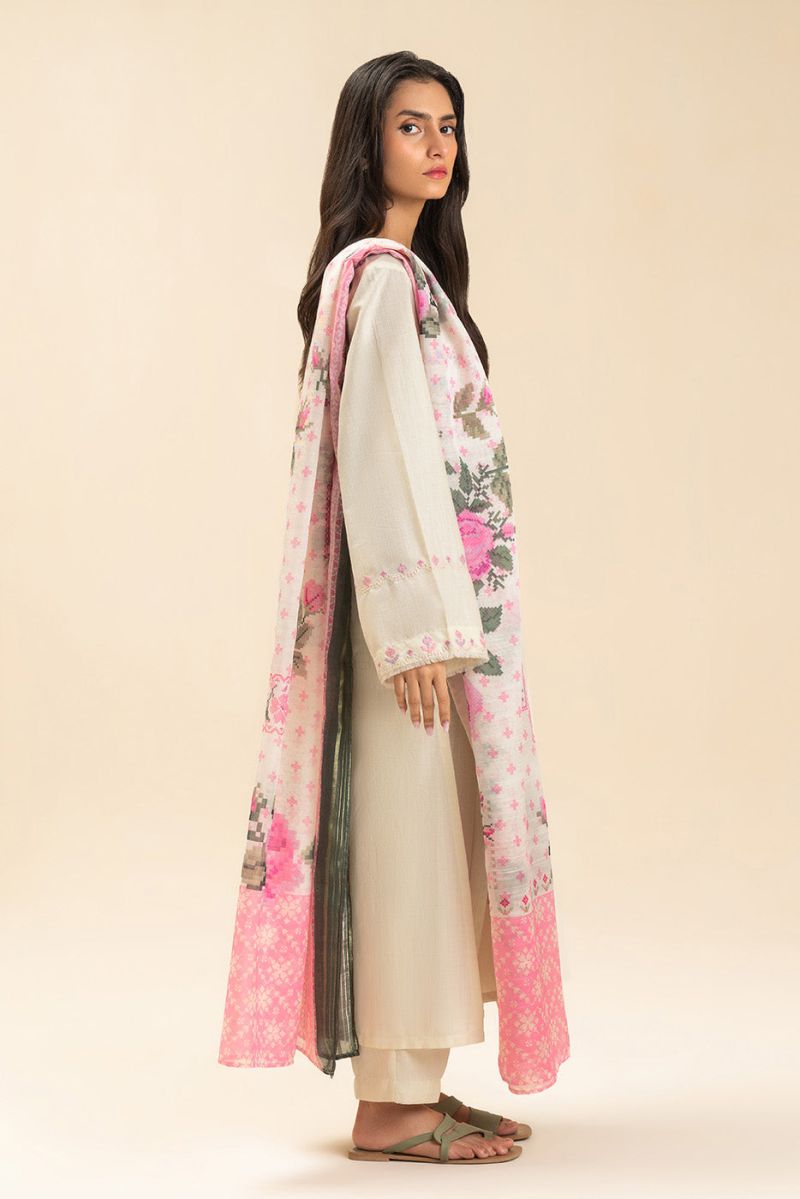 2 PIECE EMBROIDERED SLUB SUIT (PRET)