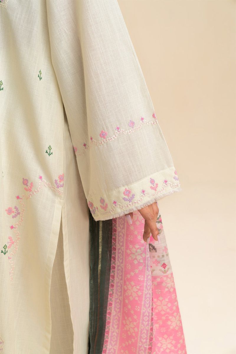 2 PIECE EMBROIDERED SLUB SUIT (PRET)