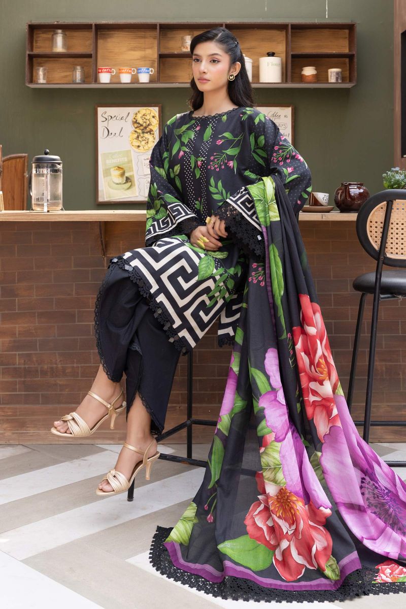 3 Pc Unstitched Printed Lawn Suit