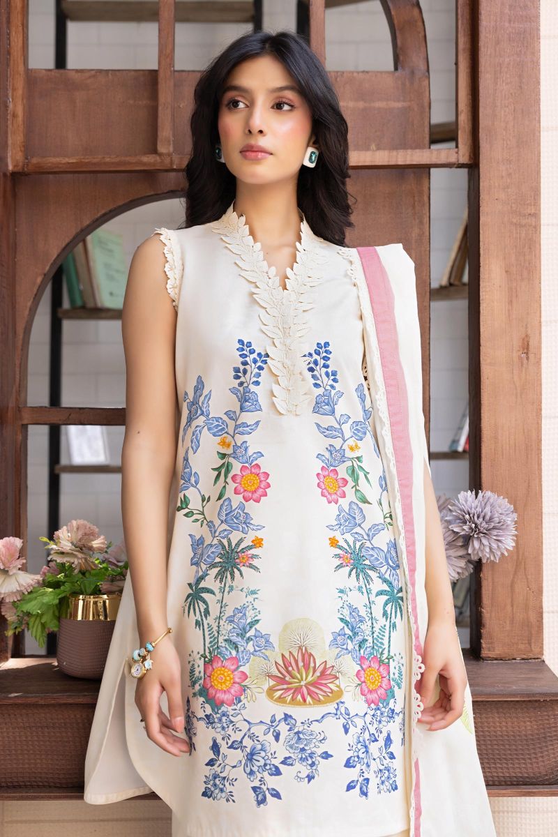 3 Pc Unstitched Printed Lawn Suit