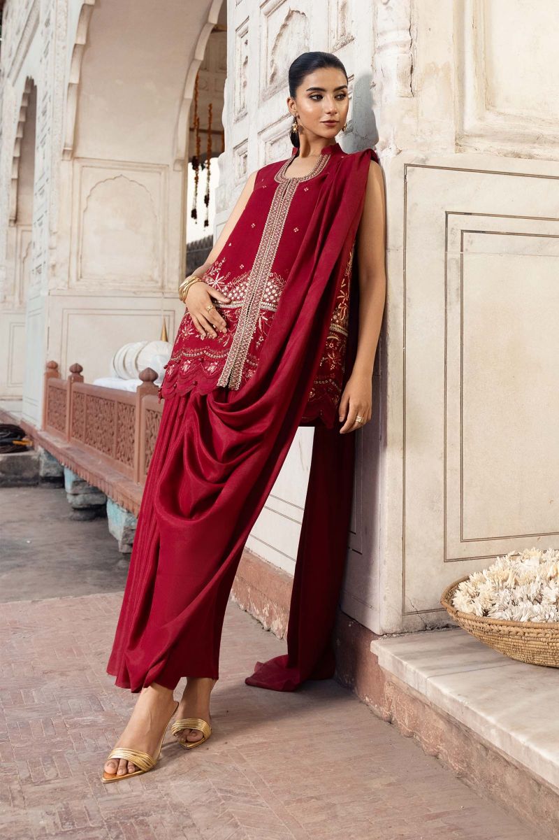 3 Pc Unstitched Embroidered Chiffon Suit