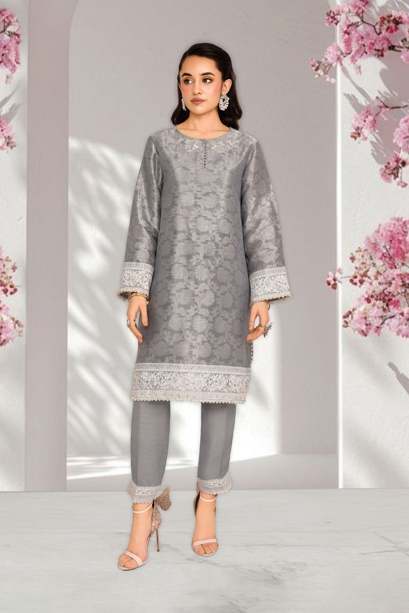 ZEHRAB – 2PC SELF JAMAWAR & RAWSILK EID FESTIVE PRET - alternate view
