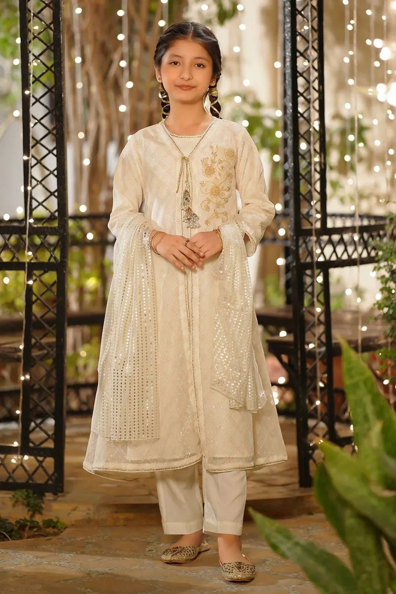 Sequence Net Hand Adda Work 3 Pc Suit | Khas Collection